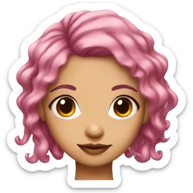 pink hair girl with brown eyes and cherry neck tattoo sticker