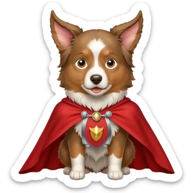 A autralian sheperd with a unicorn and a cape sticker