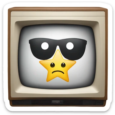 A tv with a happy face star inside sticker