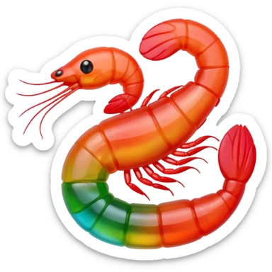 Shrimp made from candy sticker
