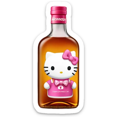 Hennessy alcohol bottle with hello Kitty sticker