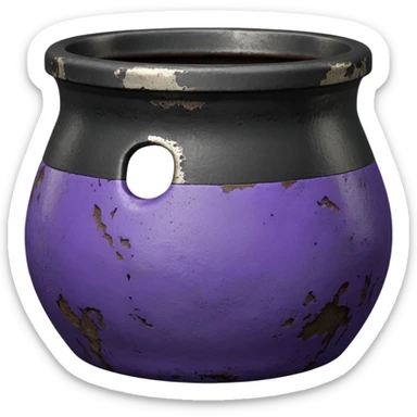  Earthenware small short squat black-purple tin sticker