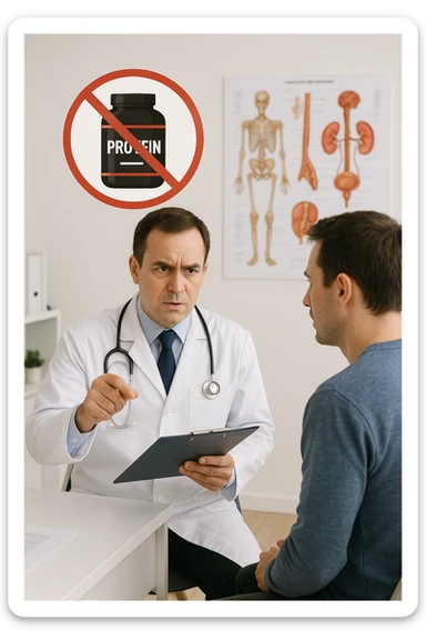 dottore che dice al paziente di non prendere proteine perchè fanno male ai reni sticker