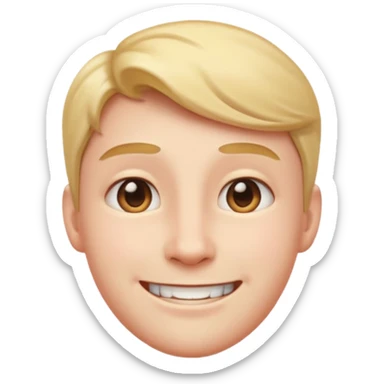 Trusting face emoji with steady gaze, smile, slightly tilted head, softened jaw sticker