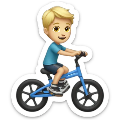 young blonde boy on a balance bike sticker