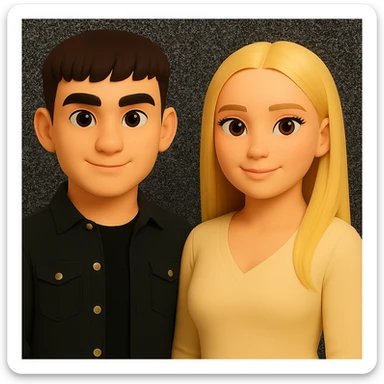 Slightly spread the people apart to create more space between them. Maintain the cartoonish 3D style and keep the same skin color for all characters. The original style is a cartoonish 3D style, so please preserve that look. sticker