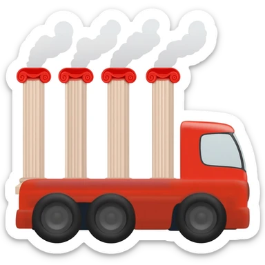 fabrica con columnas de vapor y camion sticker