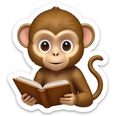 monkey reading book sticker