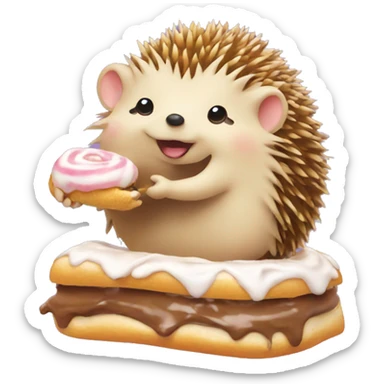 hedgehog eating a cinnamonroll sticker