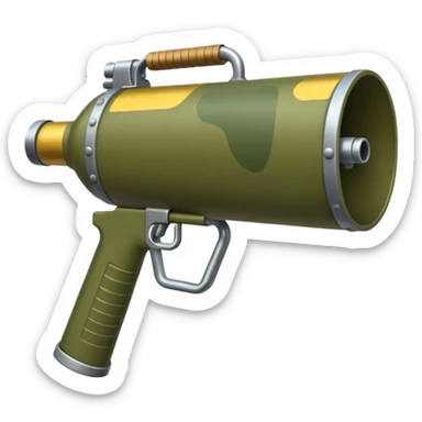 olive colored two-handled bazooka sticker