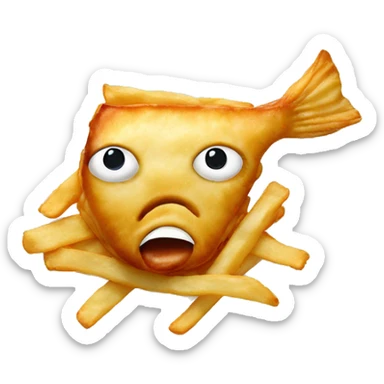 fish and chips on a plate with no eyes which from england traditional food sticker