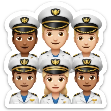emoji style ship crew where everyone is a capitan less cartoony sticker