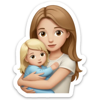 Brown hair Girl with blonde hair baby sticker
