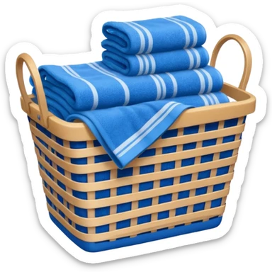 laundry basket with blue towels sticker