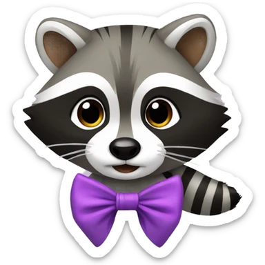 Raccoon with a bow  sticker