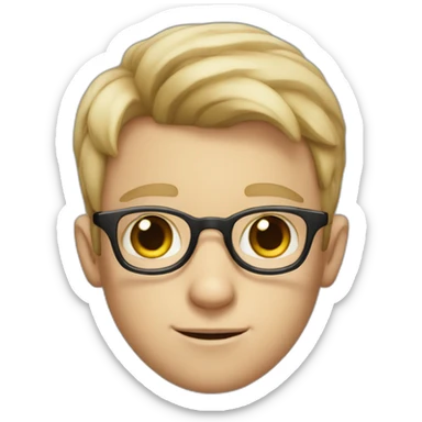 white boy with big eyes and glasses with big ears sticker