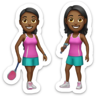 two girlfriends with pickleball raquetts sticker