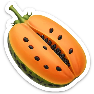 A beautiful papaya fruit is peeled and has black spots.It should be very ripe.like emoji sticker