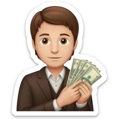 brown hair MAN who holds money sticker
