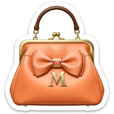 Beautiful purse with a peach ribbon and an M on it sticker