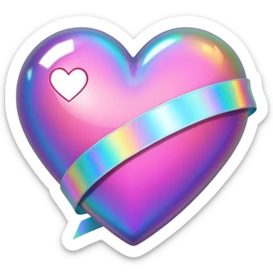 heart with a holographic ribbon sticker