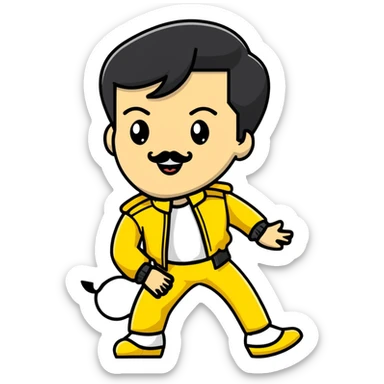 Freddie Mercury in yellow jacket from Live Aid sticker