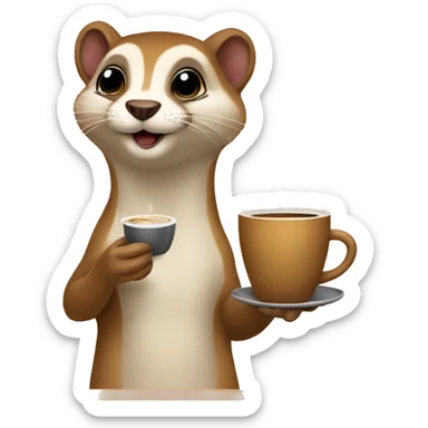 weasel drinking coffee sticker