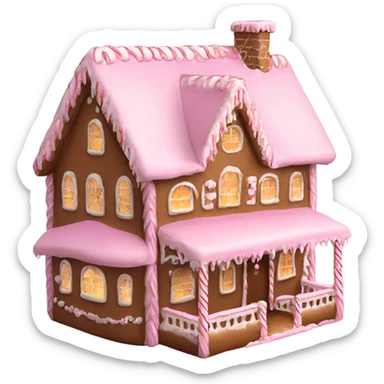 Big Light Pink very detailed gingerbread house , realistic  sticker