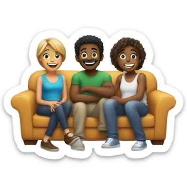 smiling friends indoors together sticker