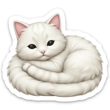 emoji of white sleeping cat with a tail hanging down sticker