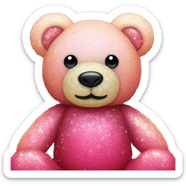 Pink ombre teddy bear made of roses with glitter sticker