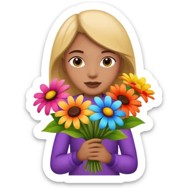 flower-holding person bouqet sticker