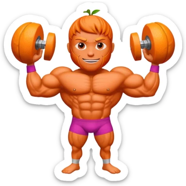 Muscle Orange Fruit Character Strongest Wear Magenta Brief sticker