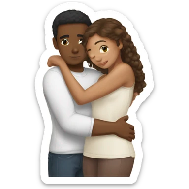 Lightskin girl and brown skin male hugging sticker