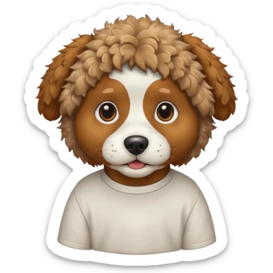 curly dog with shirt sticker