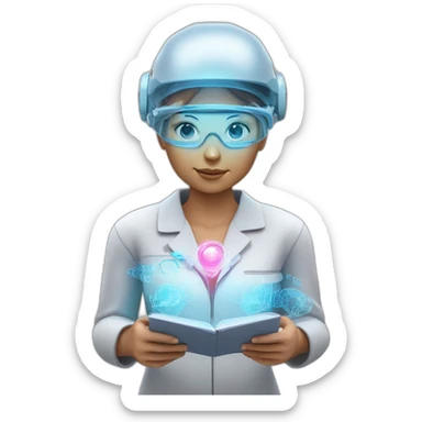 Futuristic-Biomedical-Engineer-studying-hologram-3d-model-of-breast sticker