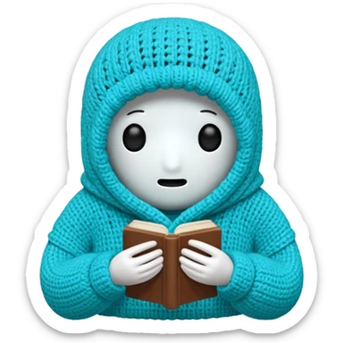 novelo de crochê na cor ciano sem rosto sticker