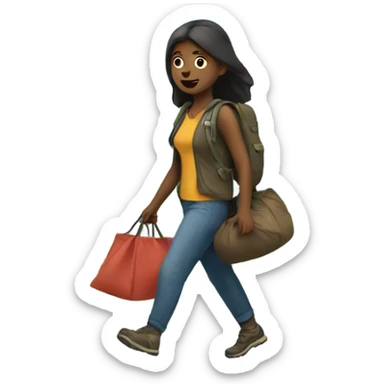 Girl walking with a bag mountain sticker