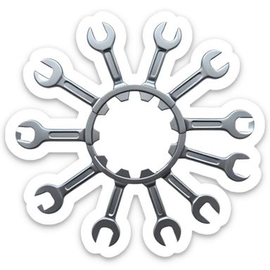 multiple spanners linking into a circle sticker