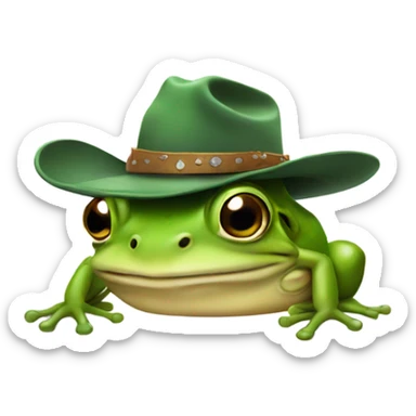 Frog wearing a cowboy hat  sticker