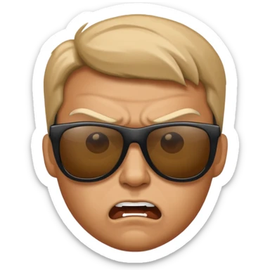 Angry face with sun glasses sticker