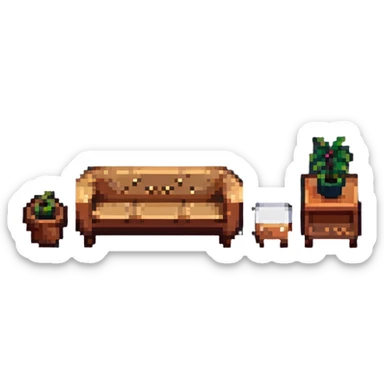 simple furniture design in pixel art style sticker