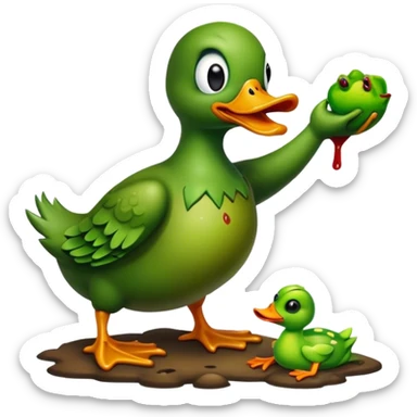 Zombie duck killing frog sticker
