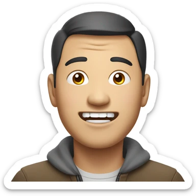 Smiling Mongolian man have a surprised  sticker