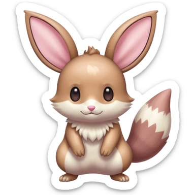 Kawaii Shiny Colorful Pastel Minccino-Furret-Eevee-fusion Full Body sticker