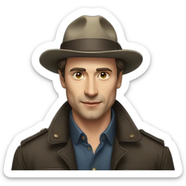 an Russian actor Boyarsky wearing a hat sticker