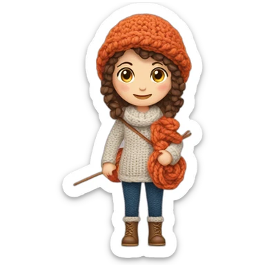 Fille-faisant-du-crochet-avec-de-la-laine sticker