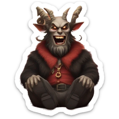 Krampus on his christmas hell throne  sticker