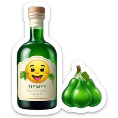 grüner schnaps in länglicher flasche mit einem bergdorf auf dem etikett und dem namen "lauterbacher tropfen" sticker