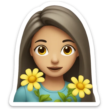 A girl fair with a flower sticker